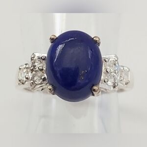 Natural lapis lazuli and zircon size 7 ring. I Have The Matching Necklace